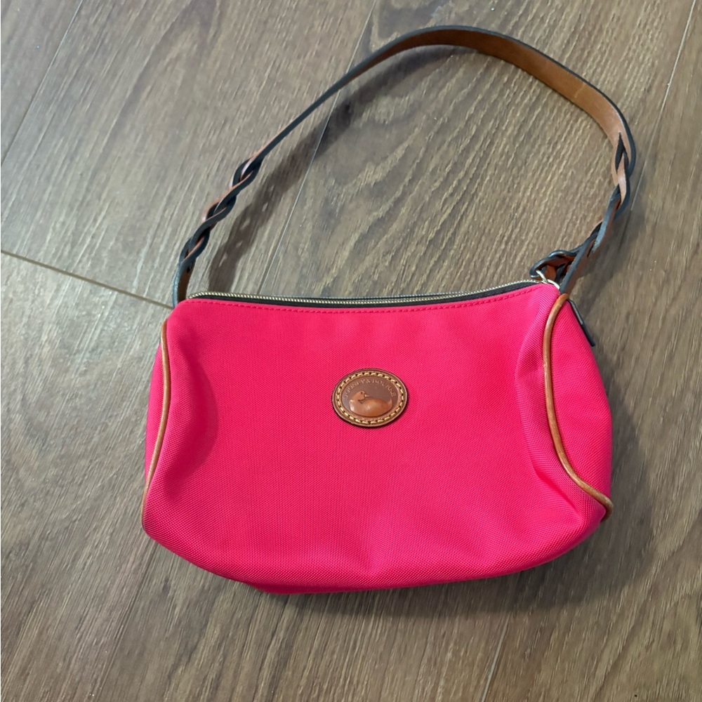 Dooney & Bourke Pink and Brown Mini Bag with Crescent Shape